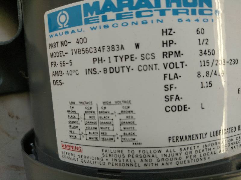lot 24 image: Marathon 12 hp. Motor, 115208-230...