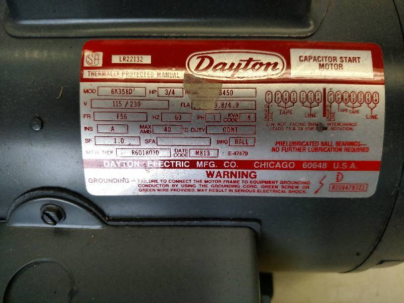 lot 28 image: Dayton 34 hp. Motor, 115208-230v,...