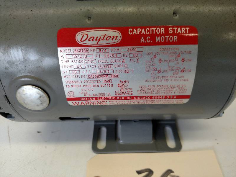 lot 30 image: Dayton 34 hp. Fan & Blower Motor, ...