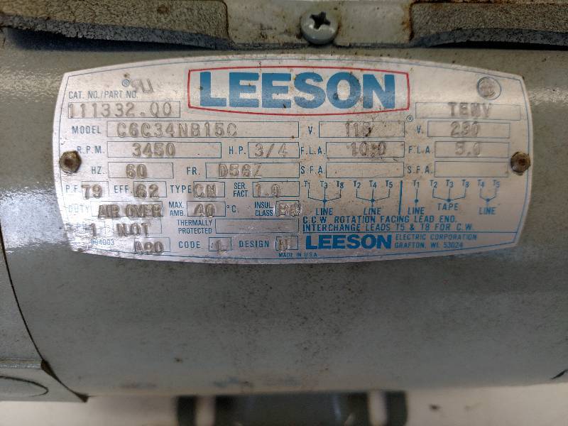 lot 43 image: Leeson 34 hp. Motor, 115230v, 1 p...