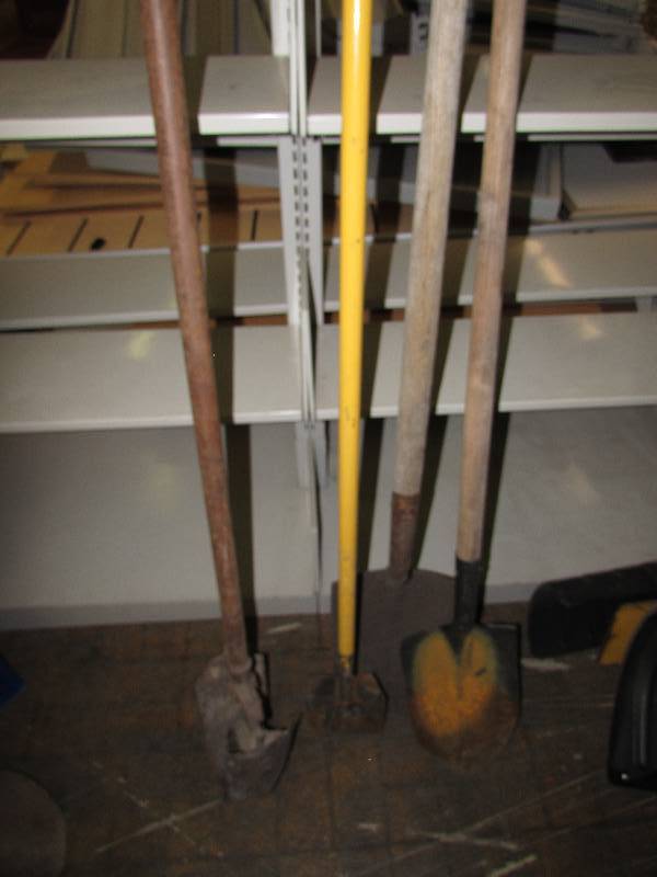 SHOVELS, SCRAPER AND POST HOLE DIGGER