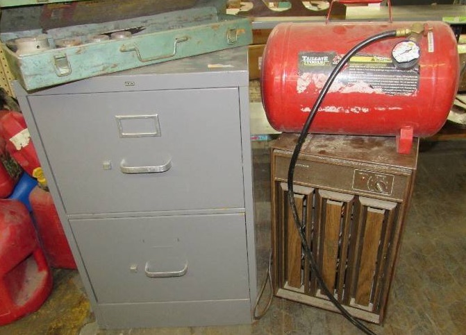 METAL FILING CABINET, DEHUMIDIFIER, AIR TANK AND SOCKETS