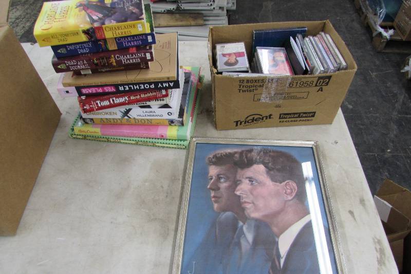 BOOKS, CDS, CASSETTES AND PICTURE OF JFK & RFK
