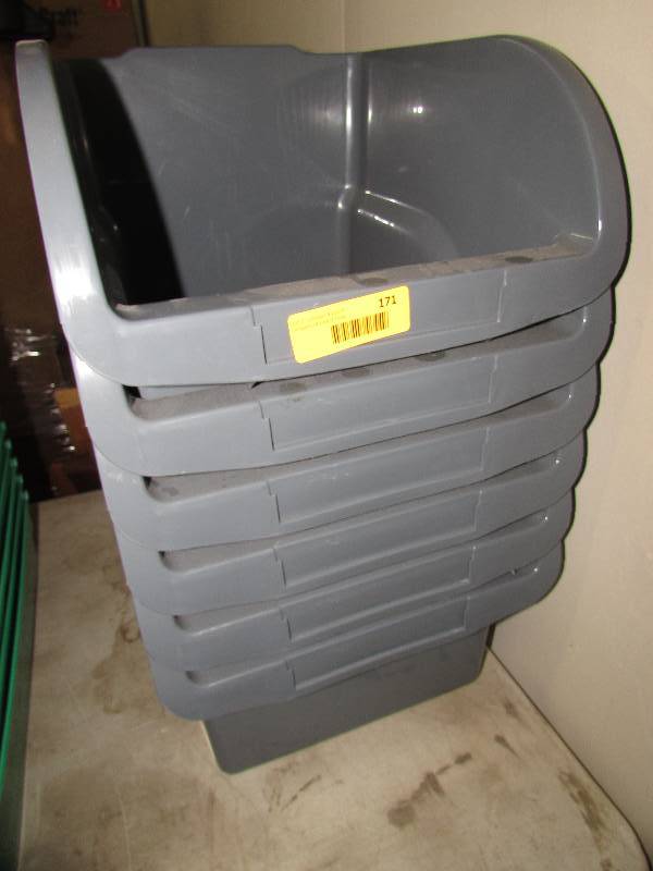 6 GREY STORAGE BIN TOTES