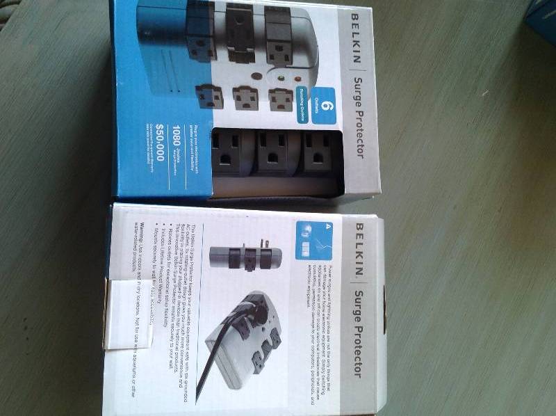 lot 52 image: 2 - 6 rotating outlets surge protectors new Belkin