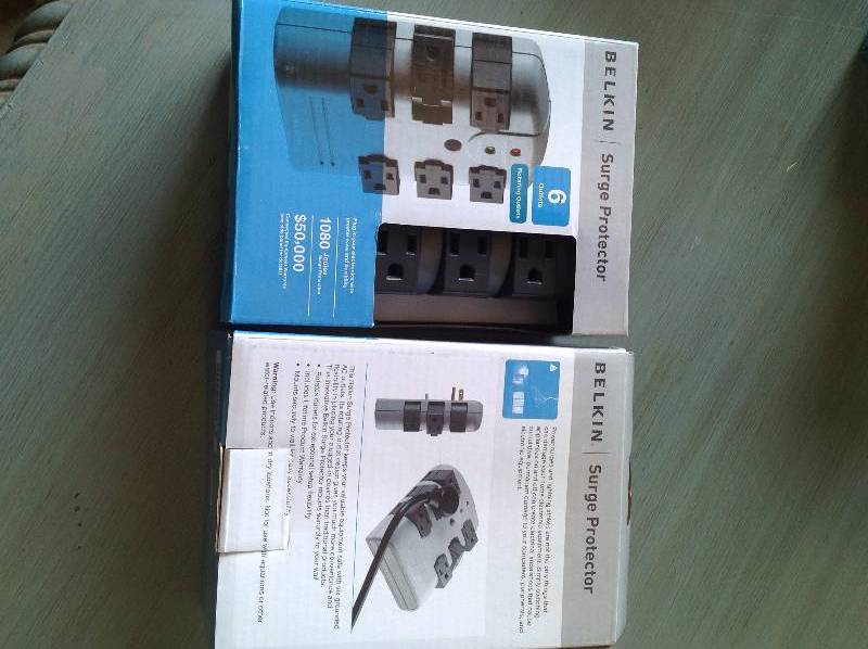 lot 56 image: 2 - 6 rotating outlets surge protectors  New Belkin