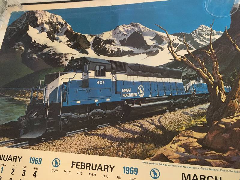 Trains Railroad Great Northern 1969 Calendar