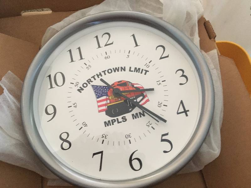 Burlington Northern Train North town Limit Mpls MN Clock