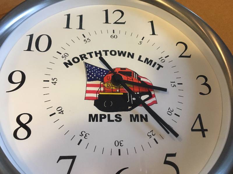 Burlington Northern Train North town Limit Mpls MN Clock