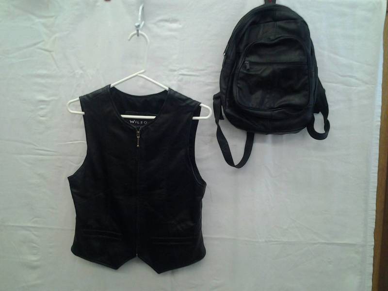 Wilsons Leather Vest Size Medium & Leather Back Pack
