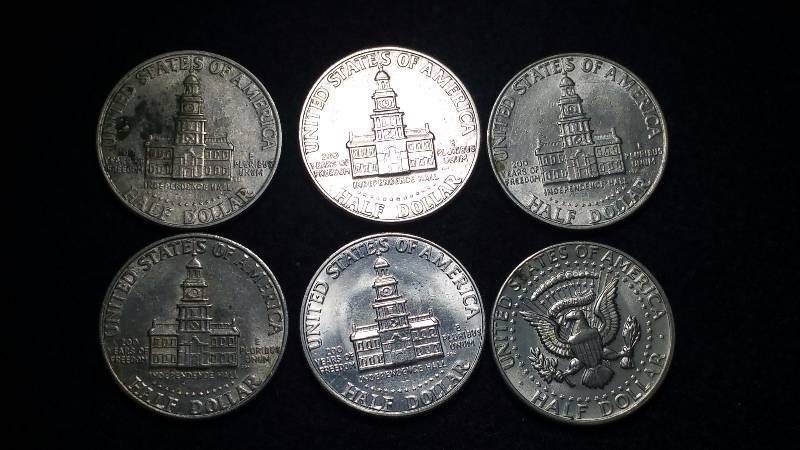 (6) Kennedy Half Dollars, Most Bicentennial
