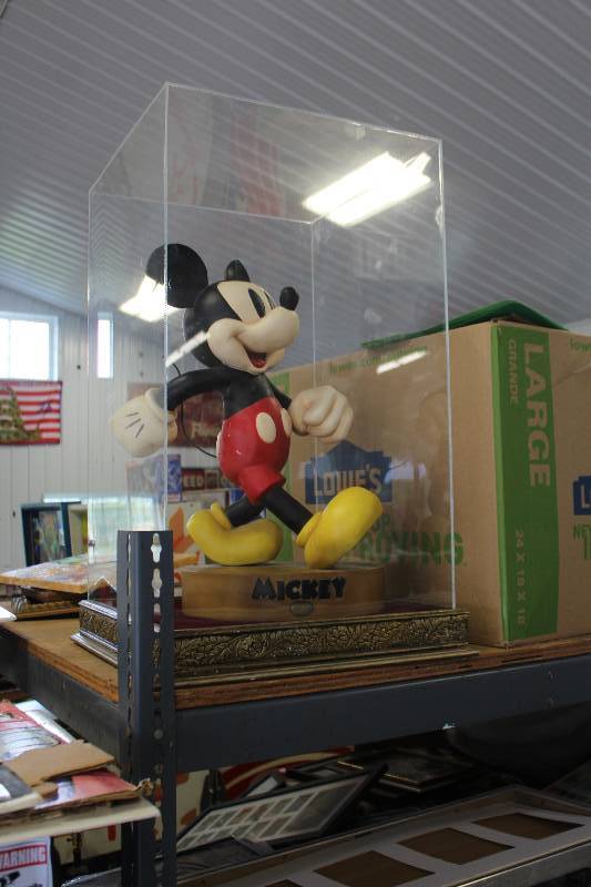lot 10 image: Vintage 1928 Mickey Mouse Figurine w Plexiglas Display Case