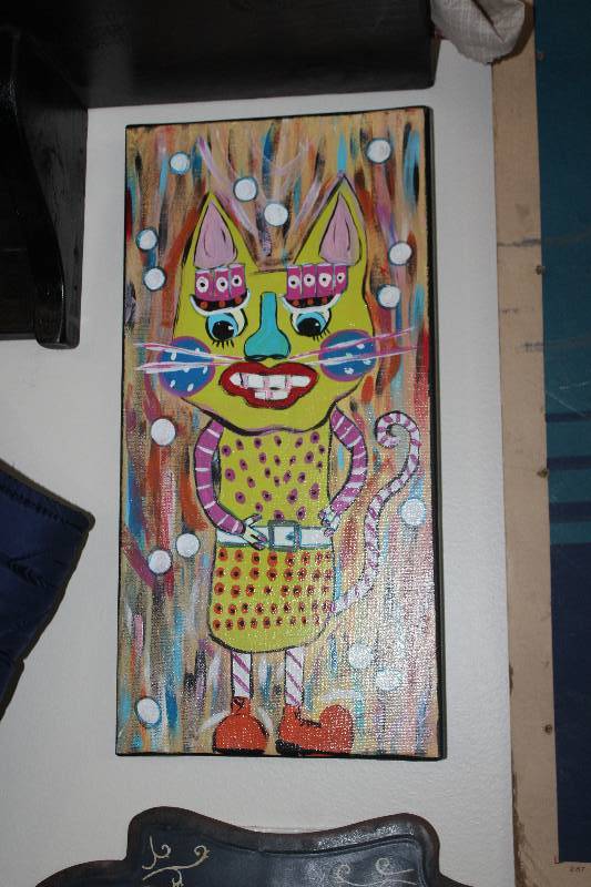 lot 27 image: Cat Signed Framed Canvas Wall Art