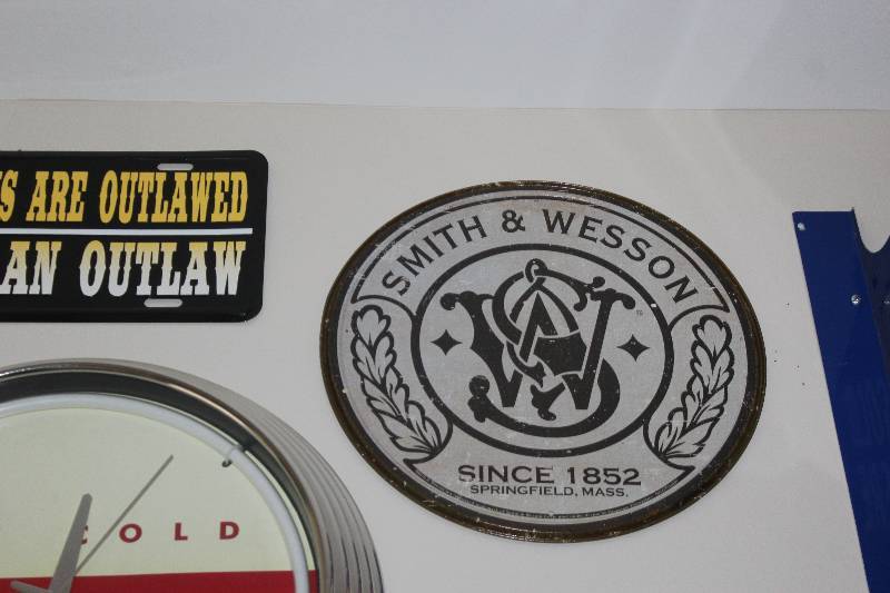 lot 96 image: Smith & Wesson Metal Sign