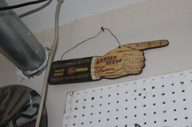 lot 110 image: Garden Seeds Sold Here Wood Sign