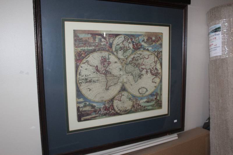 lot 118 image: Old World Map Framed Wall Art