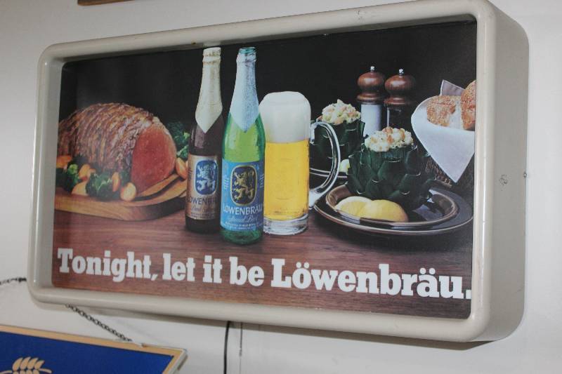 lot 120 image: Tonight Let It Be Lowenbrau Beer Lighted Wall Sign