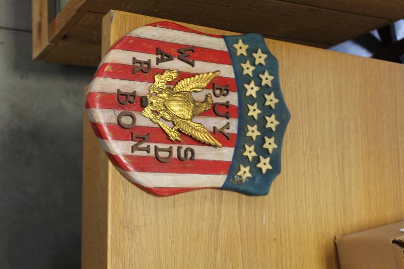 lot 161 image: Buy War Bonds Wood Wall Clock
