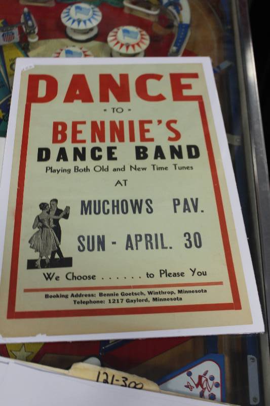 lot 172 image: Dance To Bennies Dance Band Muchows Pavilion Sign
