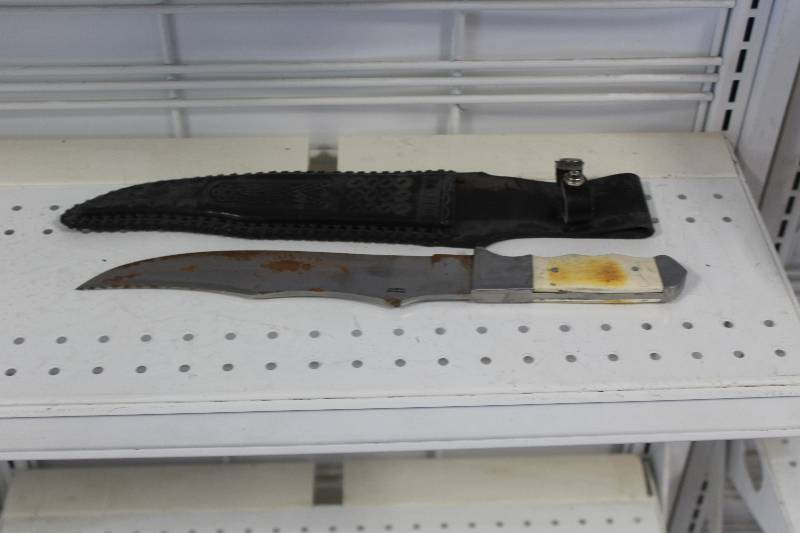 lot 265 image: Ivory Handle Knife w Sheath