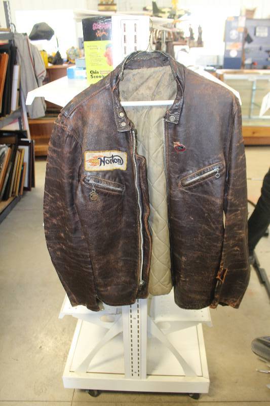 Norton Brown Leather Jacket HUGE Vintage Advertising Sign Collection Liquidation 2 K BID