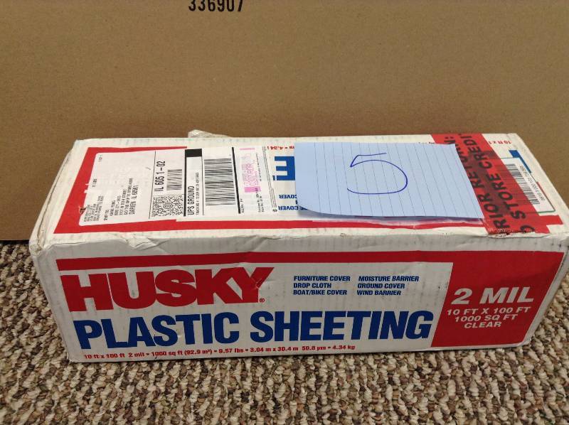 HUSKY 10 ft. x 100 ft. Black 2 mil Plastic Sheeting Natural Thick Duty Coverall