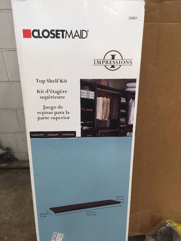 Lot of 3 ClosetMaid Impressions 48 in. Chocolate Top Shelf Kit Model#  30801 open box never used