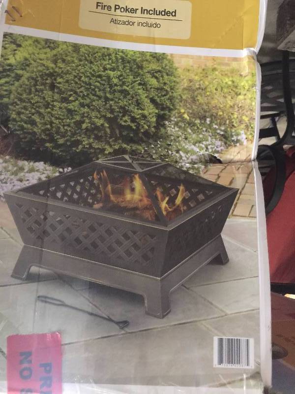 Hampton Bay Outdoor Deck Tipton Oil Rubbed Bronze Steel Mesh Lid Fire Pit Heater open box never used