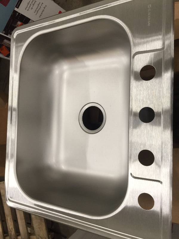Dayton Stainless Steel 25 x 22 x 6-116, Single Bowl Top Mount Sink and Faucet Kit open box never used