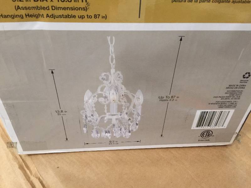 Hampton Bay 3-Light White Mini Chandelier open box never used