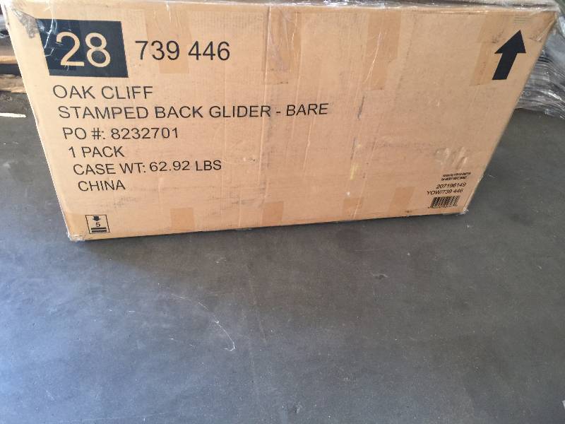 Hampton Bay Oak Cliff Custom Metal Outdoor Glider open box never used