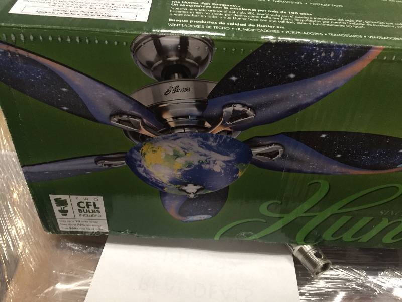 Hunter Discovery 48 in. Indoor Brushed Nickel Ceiling Fan with Light Kit Model#  52019 open box never used