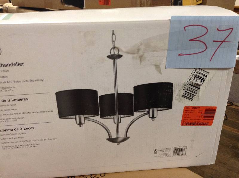 Hampton Bay Murray 3 Light Brushed Nickel Chandelier