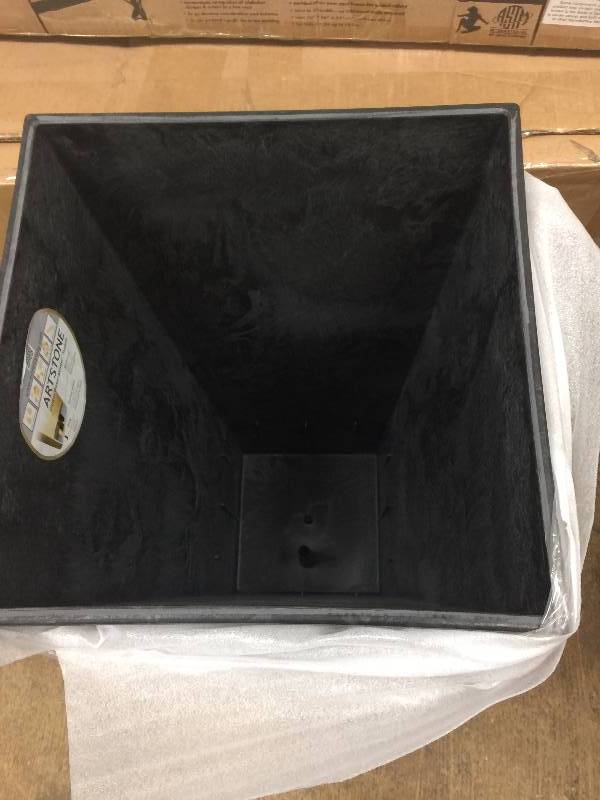 Home Decorators Collection Ella 14 in. Square Black Resin Planter New