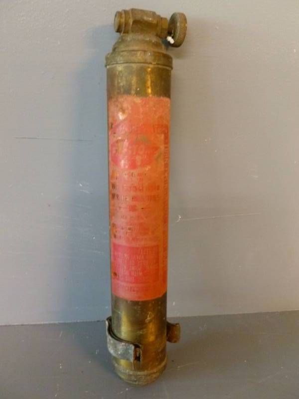 lot 201 image: Vintage Brass Fire Extinguisher