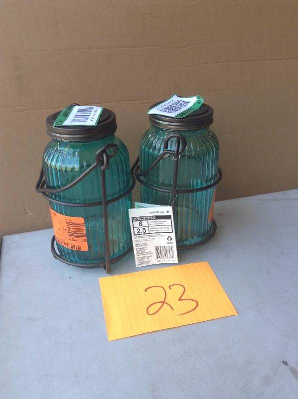 Lot of 2 Hampton 4.25 w x 7.5 in H Glass solar lanterns