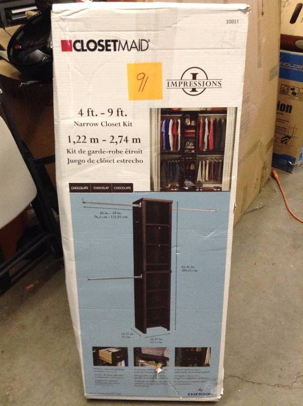 Closetmaid 4 ft - 9 ft narrow closet kit