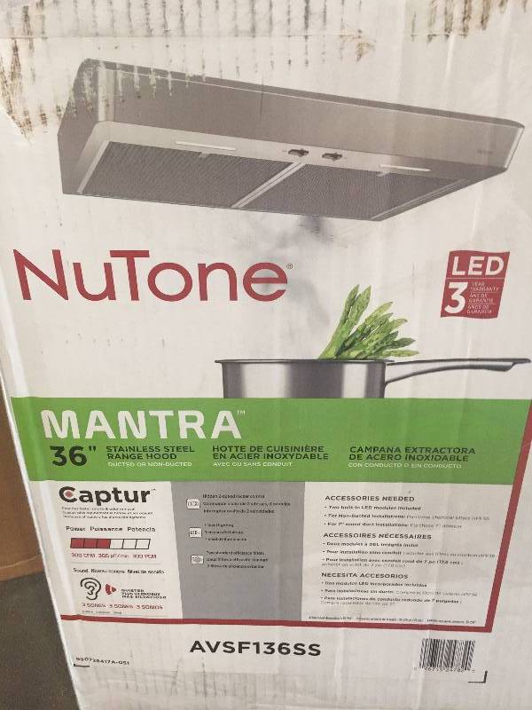 Nutone Mantra 36 Stainless Steel Range Hood