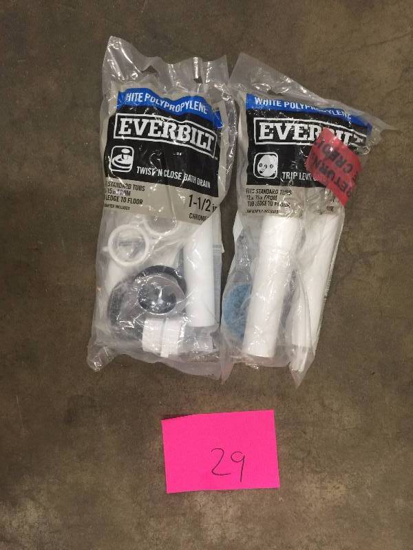 Lot of 2 Everbilt twist and close bath drain
