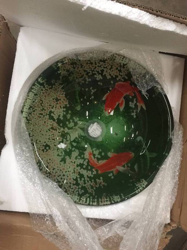 Fontaine Koi and Lilies Glass Vessel Sink