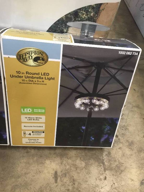 Lot of 2 Hampton Bay 10 in Round LED Under umbrella lights