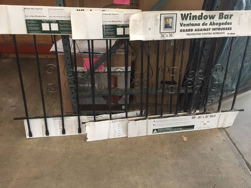 Lot of 2 Grisham 36 x 36 x Black Spear Point Window Security Bar 92040