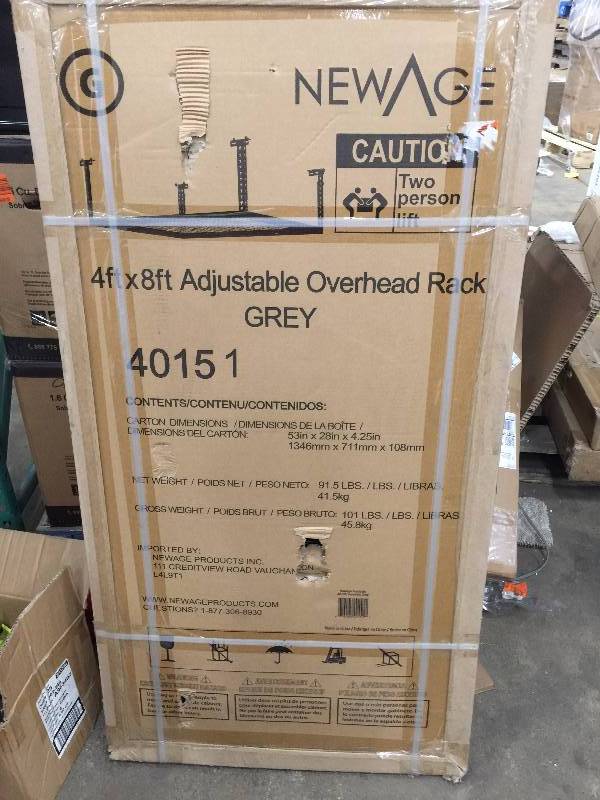 New Age 4x8 Adjustable Overhead Rack Grey New