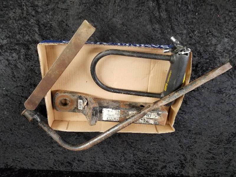 lot 127 image: Lot - Krypto Lock wKey, 2 Receiver Hitch, Tire Iron