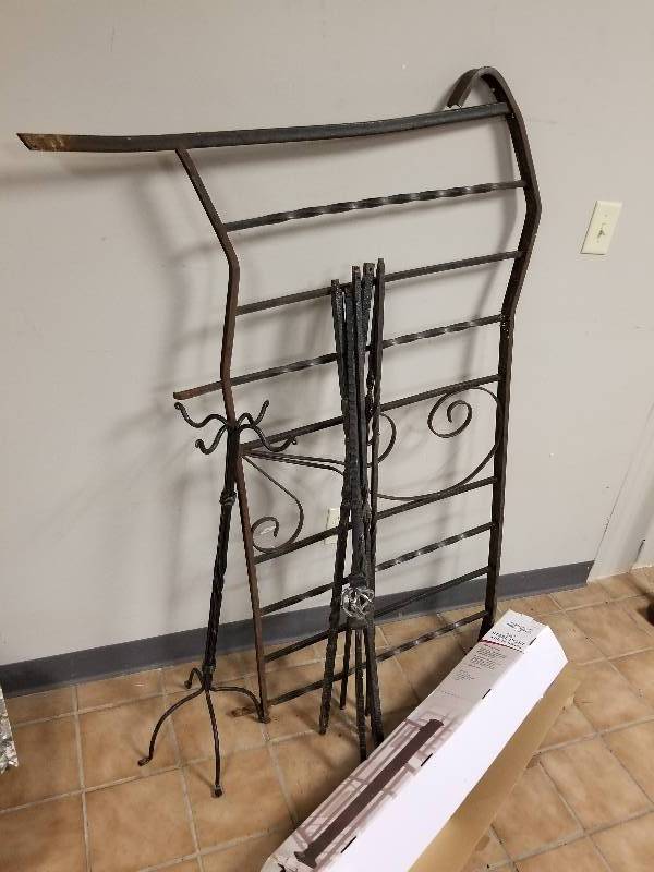 lot 148 image: Lot - Wrought Iron Fence Section, Spindles, Etc