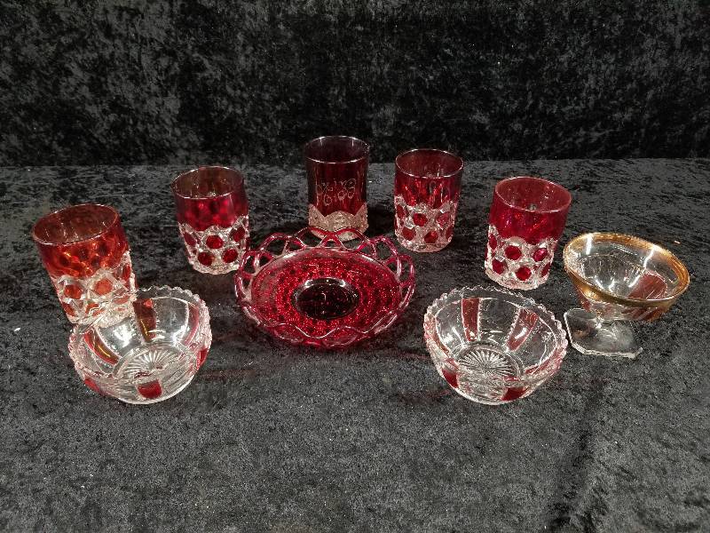 lot 74 image: Lot - Misc Ruby Red Flash Glass