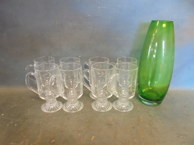 Glass Vase and Princess House Coffee Mugs