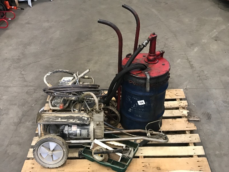 lot 44 image: Pallet Lot Of Grease Pump & (2) Paint Sprayers