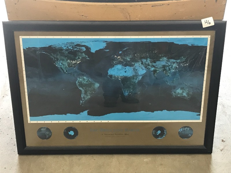 lot 46 image: Nocturnal Satellite Map--Framed