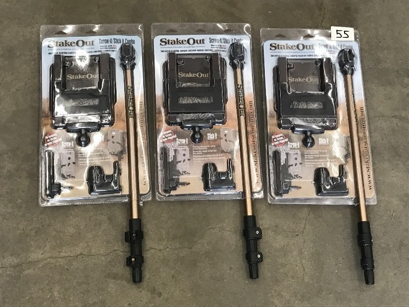 lot 55 image: (3) New Stake-Out Game Camera Holder Sets